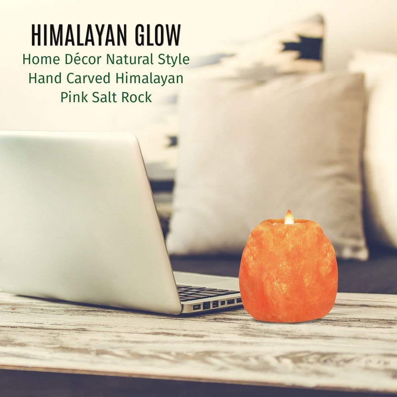 Himalayan Glow Natural Style Salt 2 Hole Candle Holder for each, 100% Pure Himalayan Pink Salt Candle Lamp, 2-Pack - Image 4